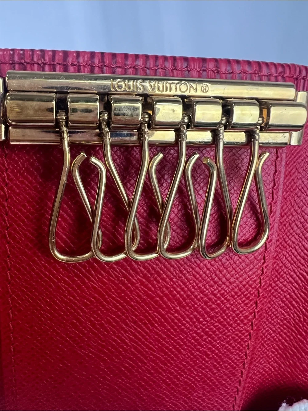 LOUIS VUITTON Red Epi Leather 6 Key Holder